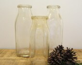 Set of 3 Vintage Square Milk Bottles