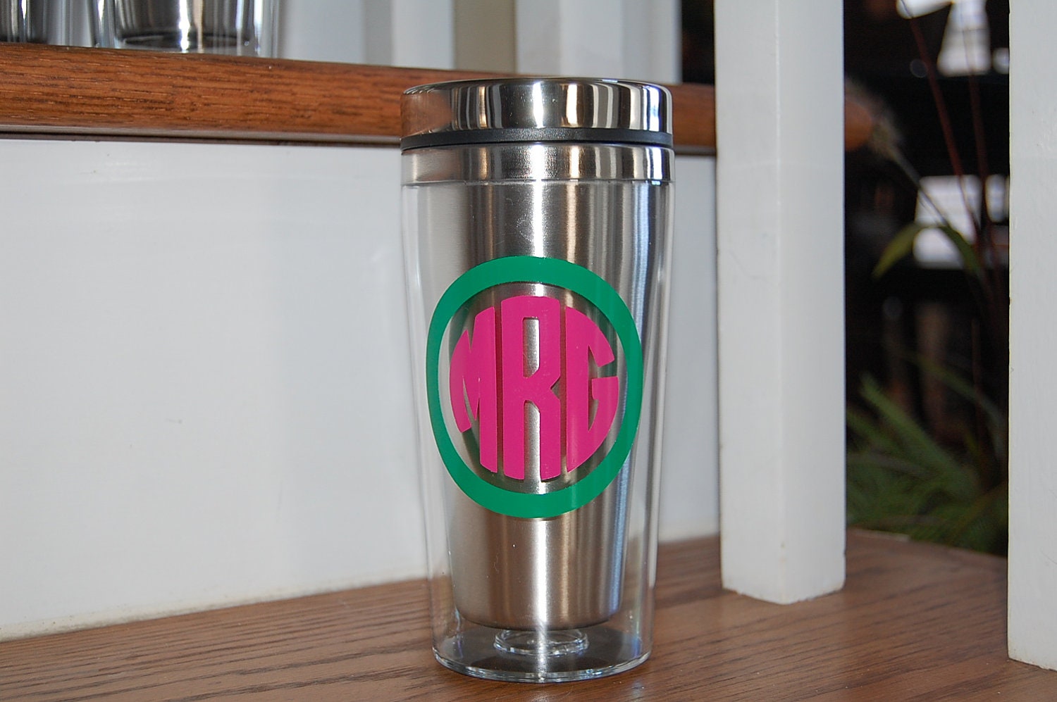 Stainless double wall insulated Coffee Travel Mug personalize monogram GREAT gift idea