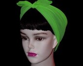 Lime Green Rockabilly 50's Style Hair n' Neck Chiffon Scarf