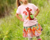 Girls Fall Top Squirrel Applique Shirt Pink Tee Woodland