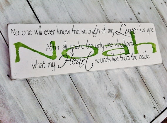 Little Boy's Nursery, Art for the Nursery, Sign - "No one will ever know the strength of my LOVE for you..." CUSTOMIZED Name