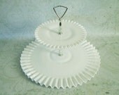 Fenton Two Tier Silver Crest Hobnail Server - Vintage 2 Tier Cupcak Plate - Silver Crest Tid Bit Server