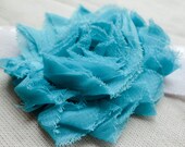 Turquoise Shabby Rose Flower Headband