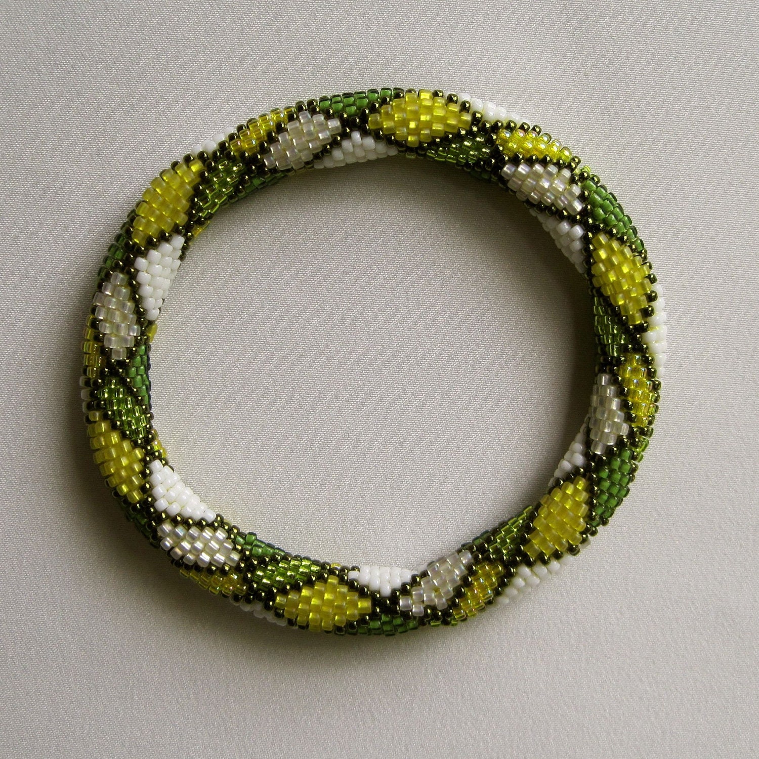 Bead Crochet Pattern:  Tartan Plaid Bead Crochet Bangle Pattern