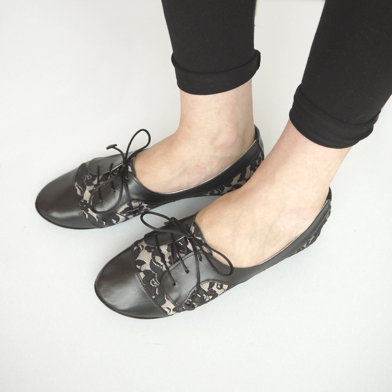 The Sofia Oxfords in Lace - Cute Handmade Leather Oxford Shoes