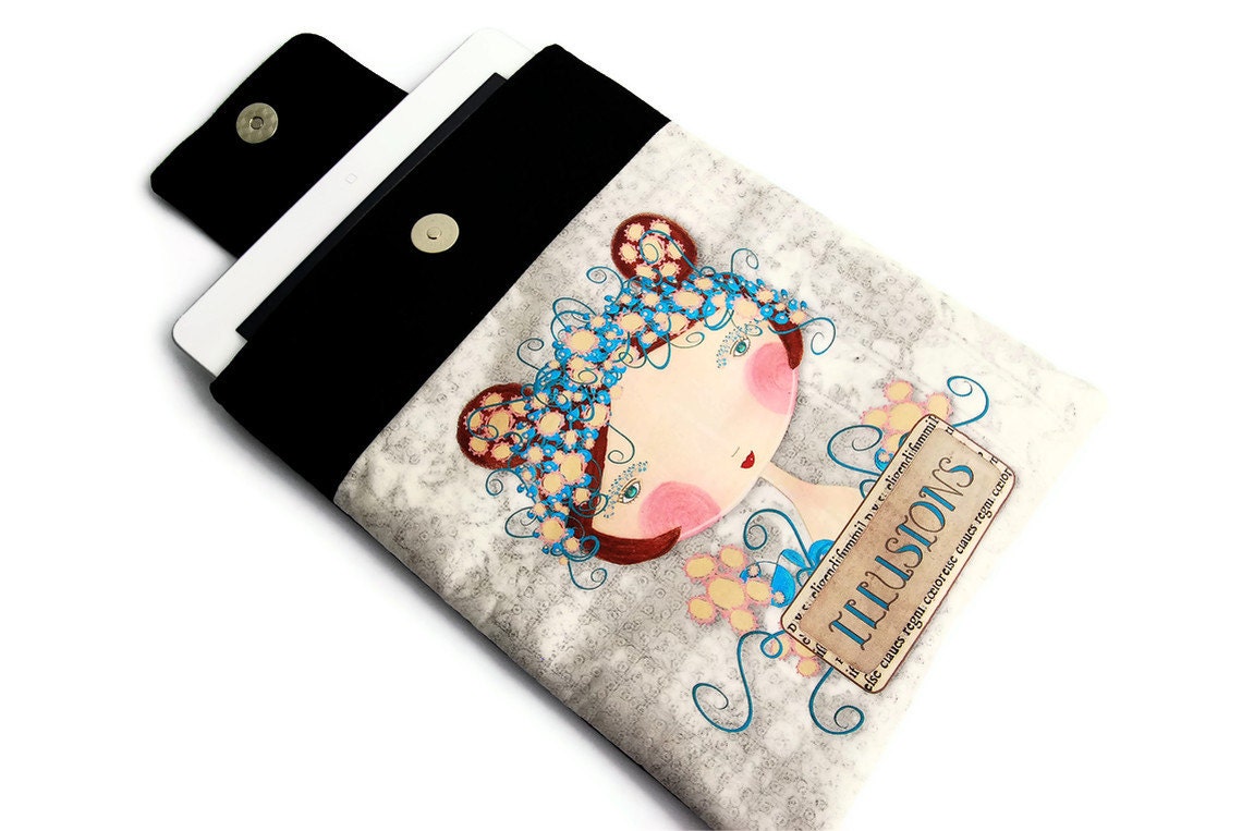 iPad Case iPad Sleeve Padded iPad Cover, Unique Design fabric printing - Flower Girl