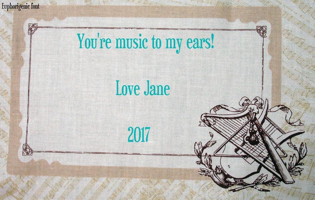 Quilt Label - Ornate Harps, Custom Made & Hand Embroidered