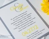 Yellow and Gray Wedding Invitation / Gray and Yellow Wedding Invitation / Yellow and Grey / Grey and Yellow / Shimmer / Modern / Sample