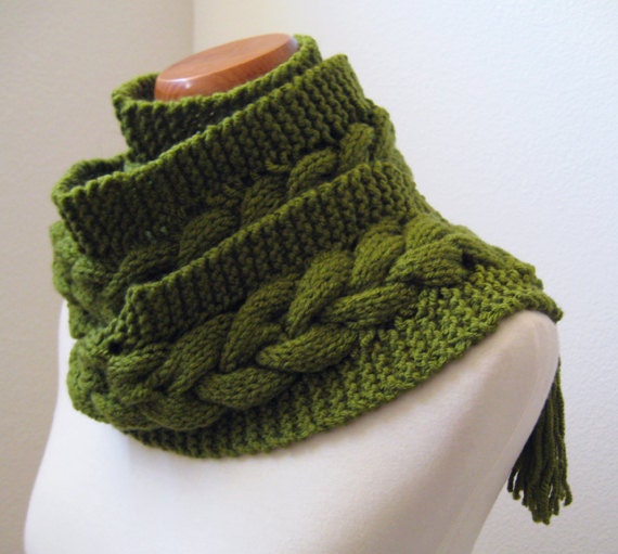 Olive Green Twisted Scarf