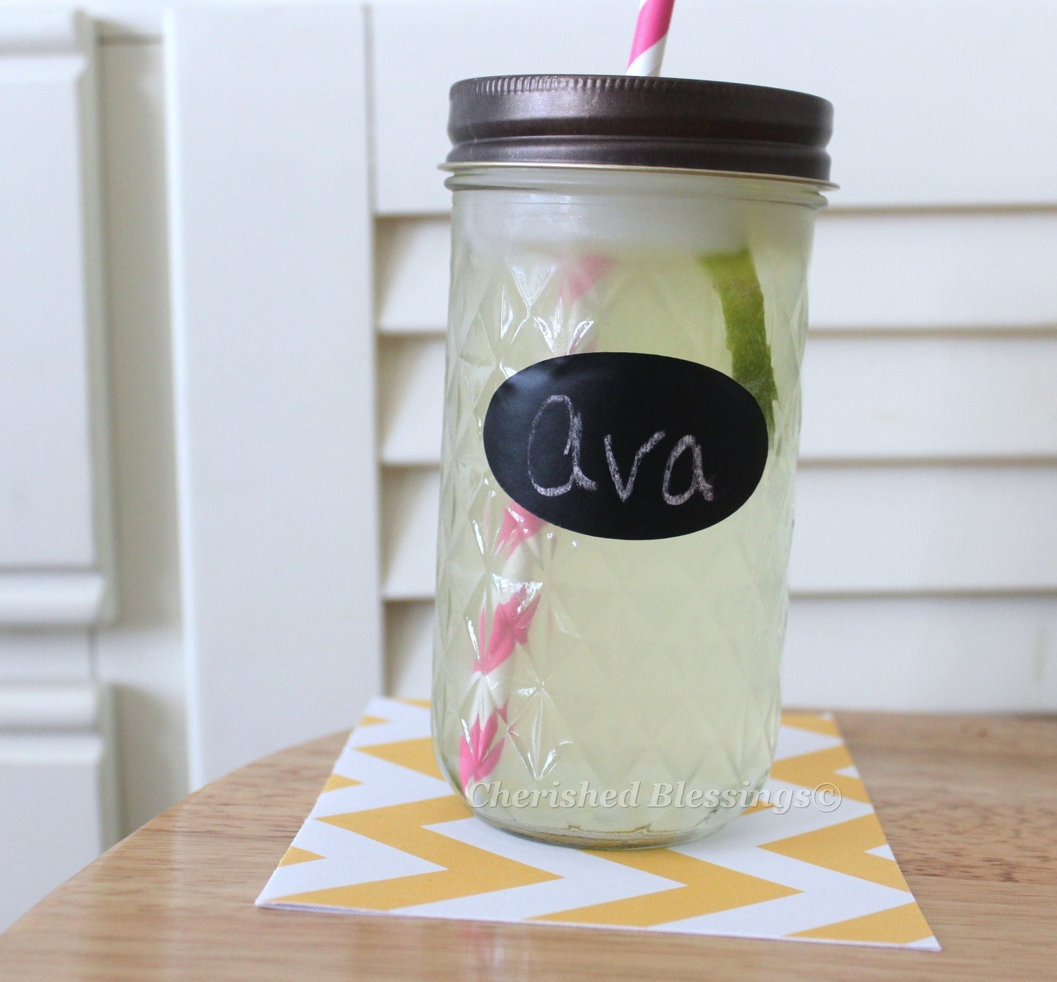 8 Mason Jar Tumblers Cups Drink Glasses Table Setting Labels Daisy Cut Lids Birthday Party Wedding Baby Shower Favors 12 oz w/ straw flags Il_170x135