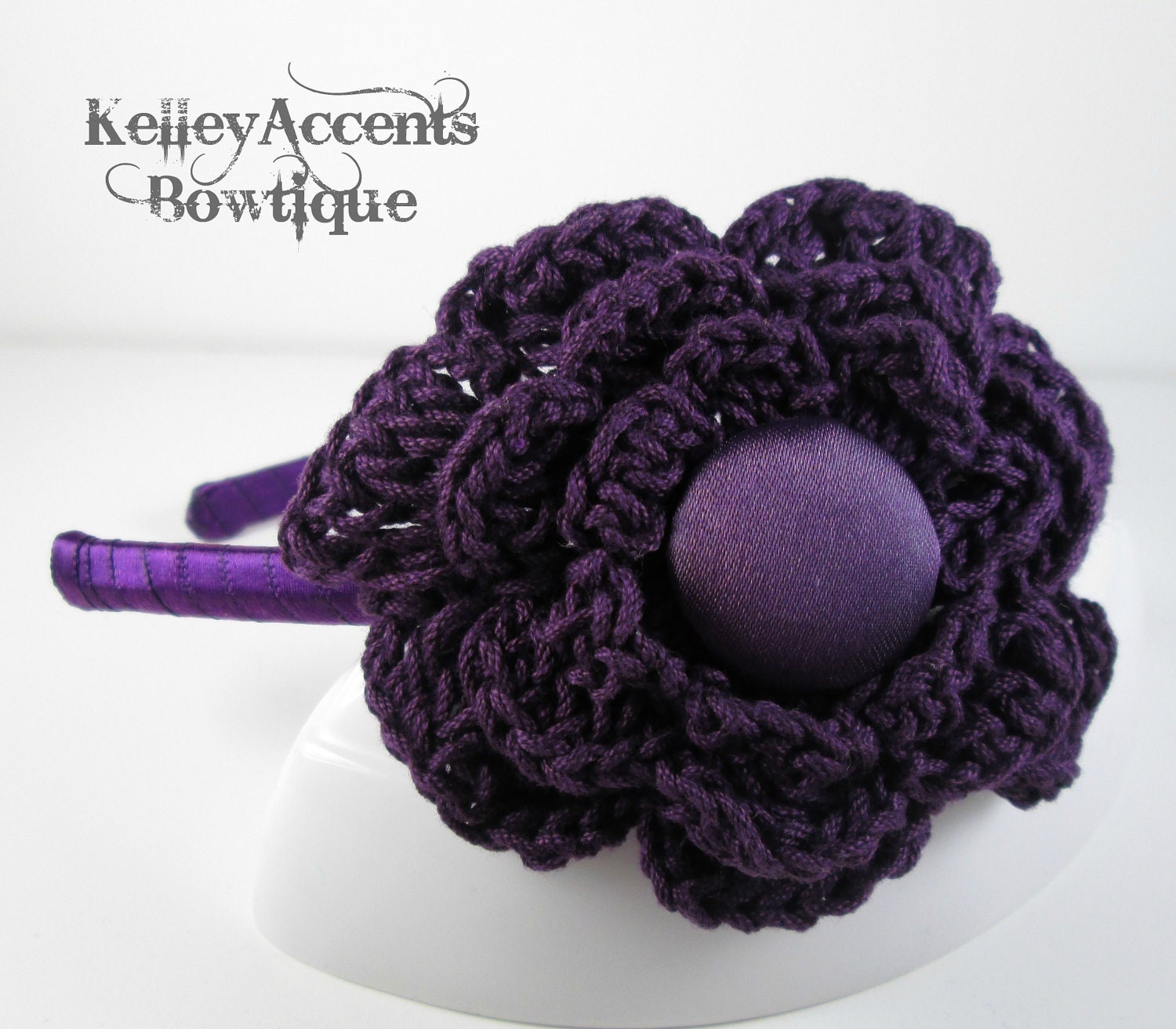 Dark Purple Crochet Flower Headband
