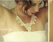 Vintage Style Beaded Necklace - Bridal Jewelry - Embriodered Lace Collar - INSPERATION