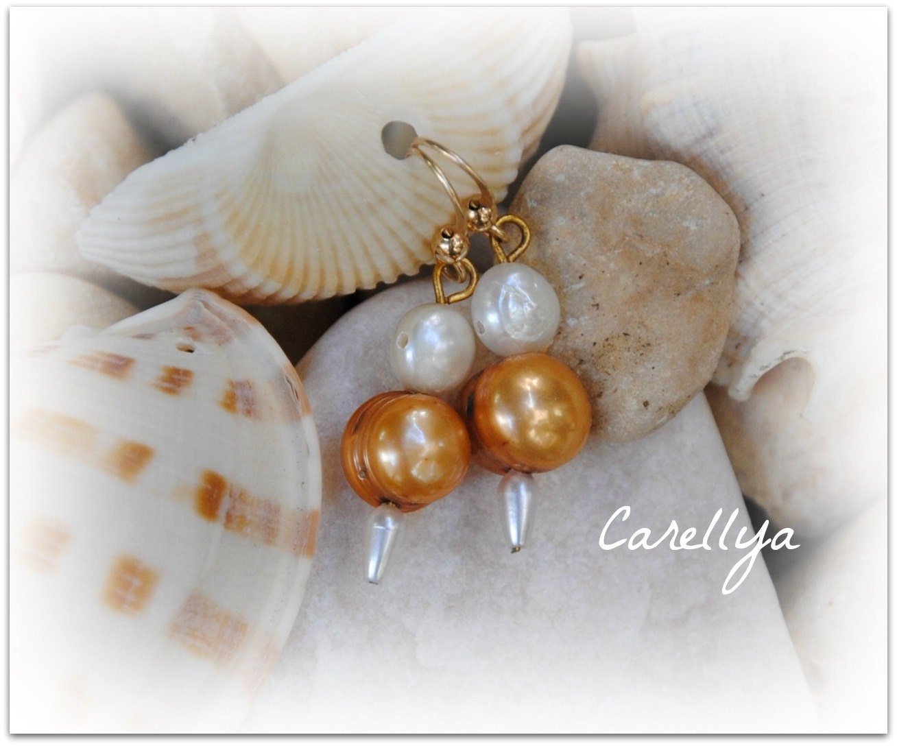 Gold Pearls Earrings - Bridal Pearl Earrings - Vintage Wedding Jewelry
