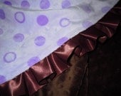 Purple Polka Dot Double Minky Binky with satin ruffle - customize size and colors
