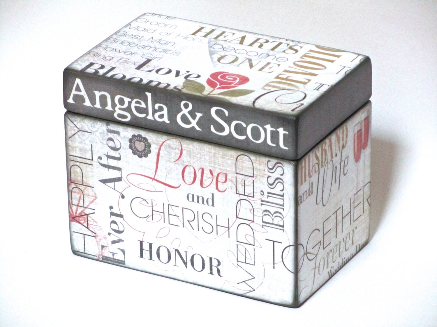 Wedding Recipe Box for Bridal Shower - 4x6 inch wood recipe card box - Personalized