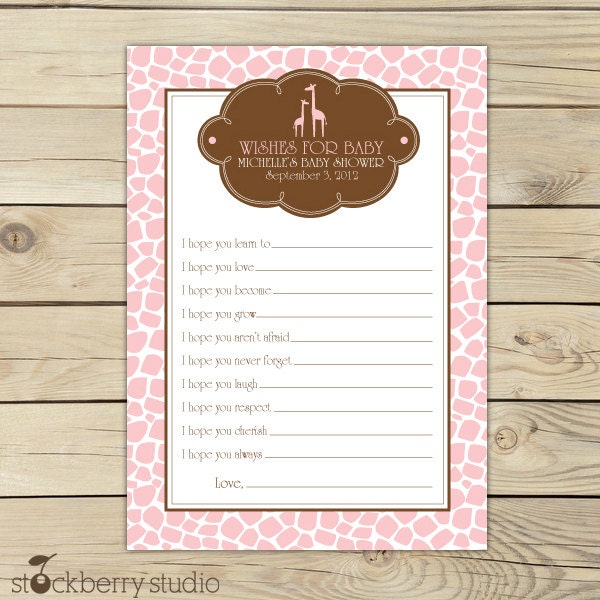 Giraffe Print Baby Shower for Baby Advice Printable Card Il_570xn