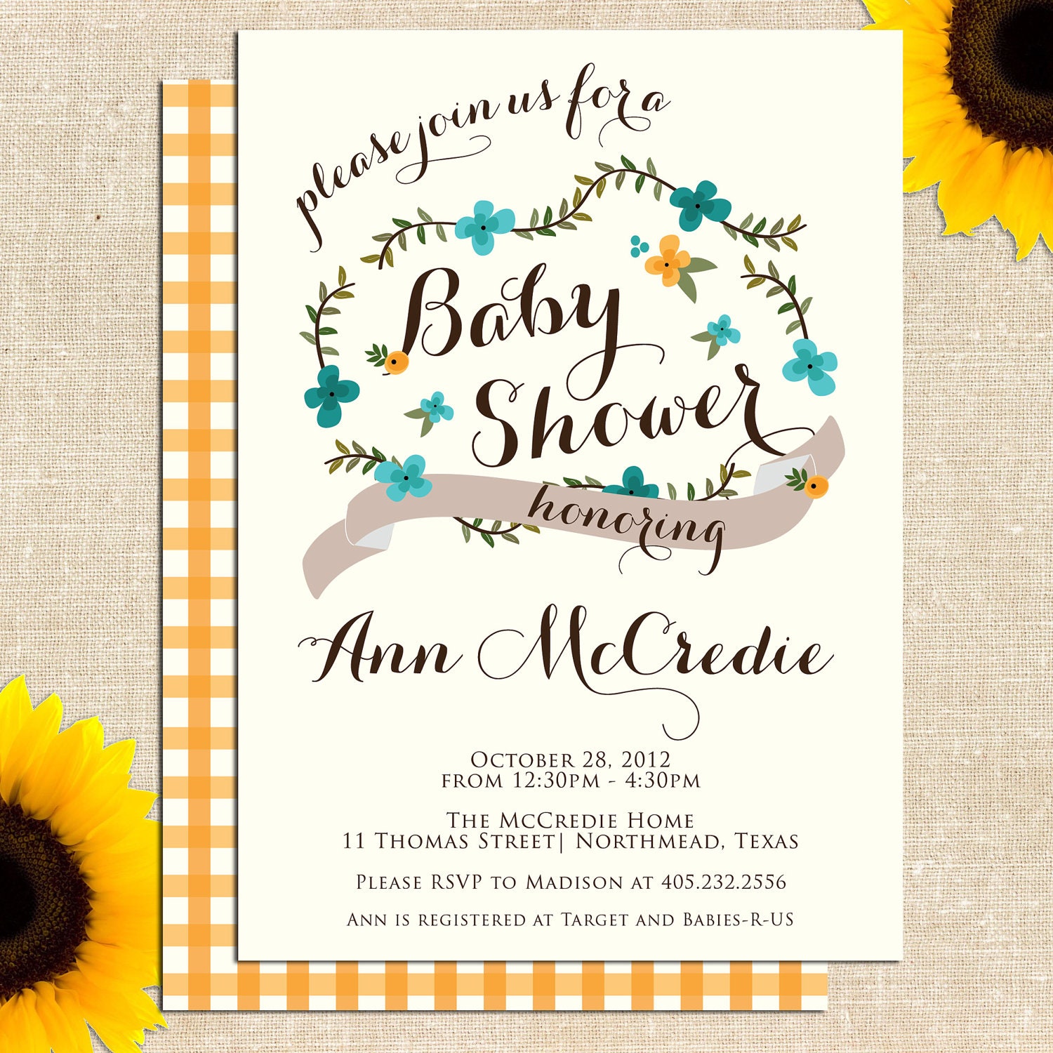 Carolina Baby Shower Invitation DIY PRINTABLE