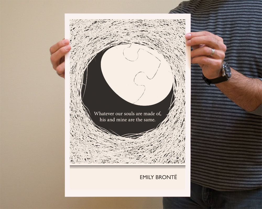 Illustration, Emily Bronte Quote, Fine Art Print, Art Poster, Nest Drawing, Egg Drawing, Love Quote, Spring Decor, Wuthering Heights