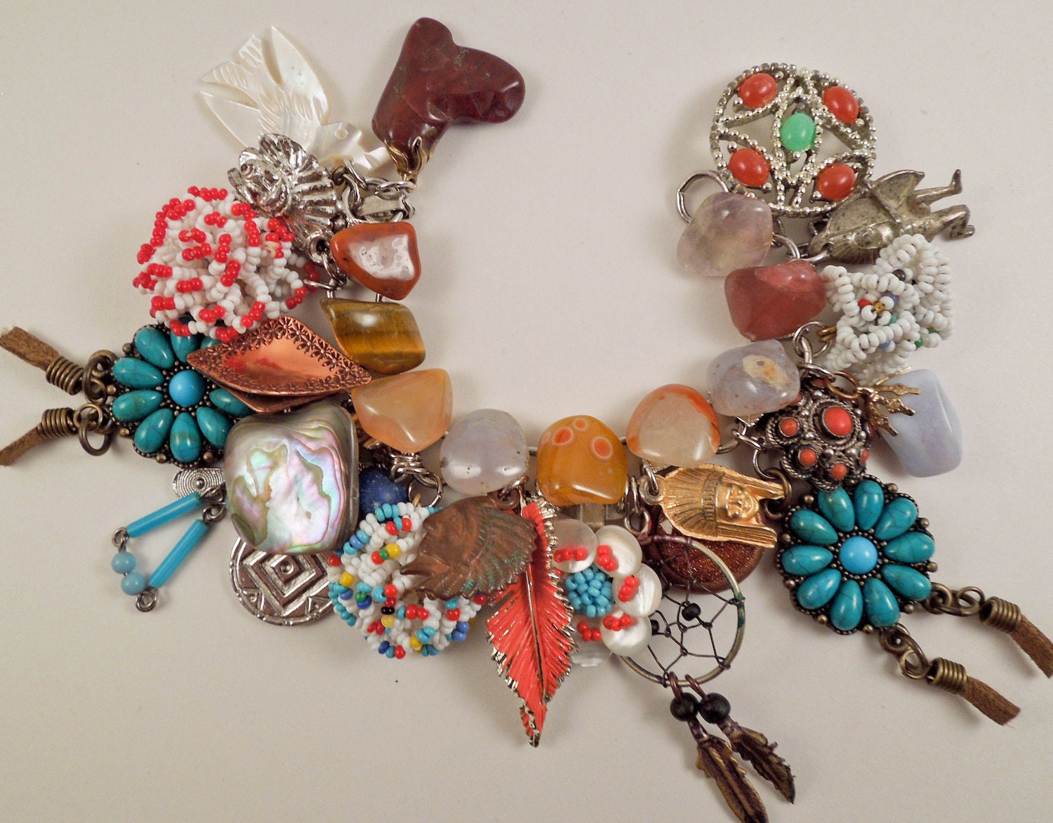 Indian Summer Repurposed Vintage Jewelry Charm Bracelet One of a Kind OOAK