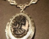 Steampunk Skeleton Goddess Cameo Locket Necklace - Lolita - Gothic - Victorian (709)