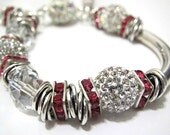 Breast Cancer Awareness Bracelet Sterling Silver Swarovski Crystals October Race for the Cure Jewelry