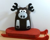 Stuffed Moose PATTERN - Sew by Hand Plush Felt Stuffed Animal PDF - Easy to Make