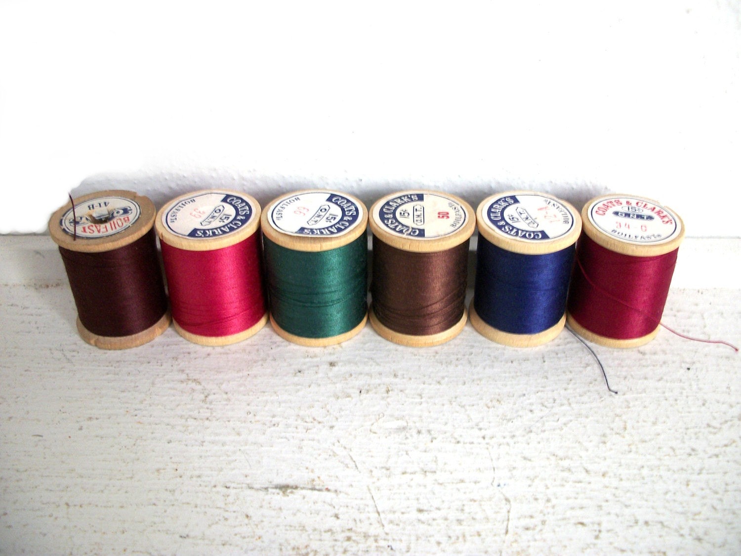 Vintage Wooden Spools of Thread- Bold Collection
