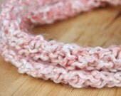 Knitted Necklace - "Peaches and Cream" Color - Knitted Infinity Necklace in Shades of Pink and Cream
