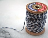 Bakers twine, blue.  Twinery baker's twine in Midnight navy blue.  10 yds on a vintage spool.