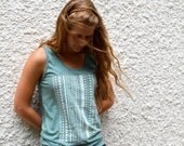 Tank Top - Light Green with White Aztec Design