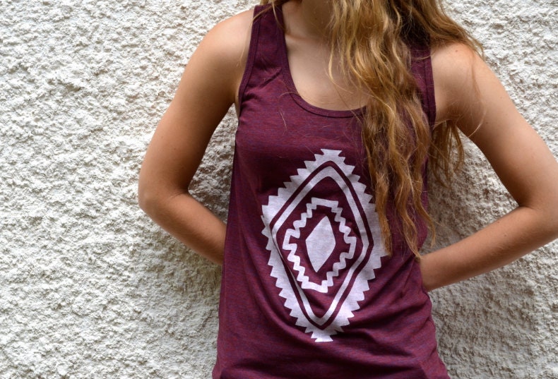 Tank Top - Cranberry with White Diamond