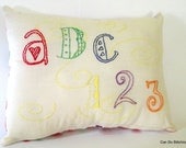 Teacher Pillow Primitive Stitchery ABC 123