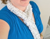 Crochet Sparkly Scarf in White and Silver
