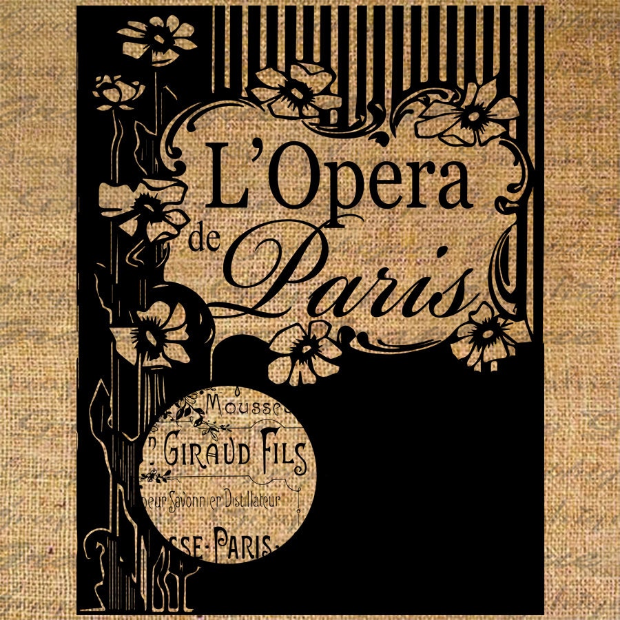 Fabric Transfer Iron On Transfer Printable Graphic Craft Project French Paris Opera Frame Digital Art Graphic Transfer Clip art No. 4515