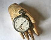 Antique Intact Non-Functioning Pocket Watch with Hook for Steampunk Altered Art - ReminiscencePapers