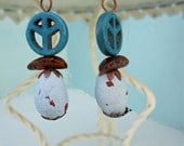 Earrings, Dangle Turquoise Earrings, Peace for the Birds Earrings
