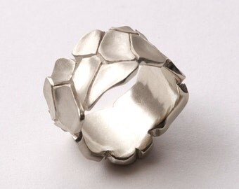 Parched Earth No.2 - 14K White Gold Ring, unisex ring, wedding ring, wedding band, mens ring