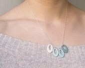 Ombre Jewelry - Transitioning Blues Porcelain Loops on Sterling Silver Necklace