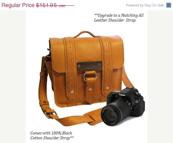 Summer Sale 10" Sunrise Napa Safari Leather Camera Bag - Made in America
