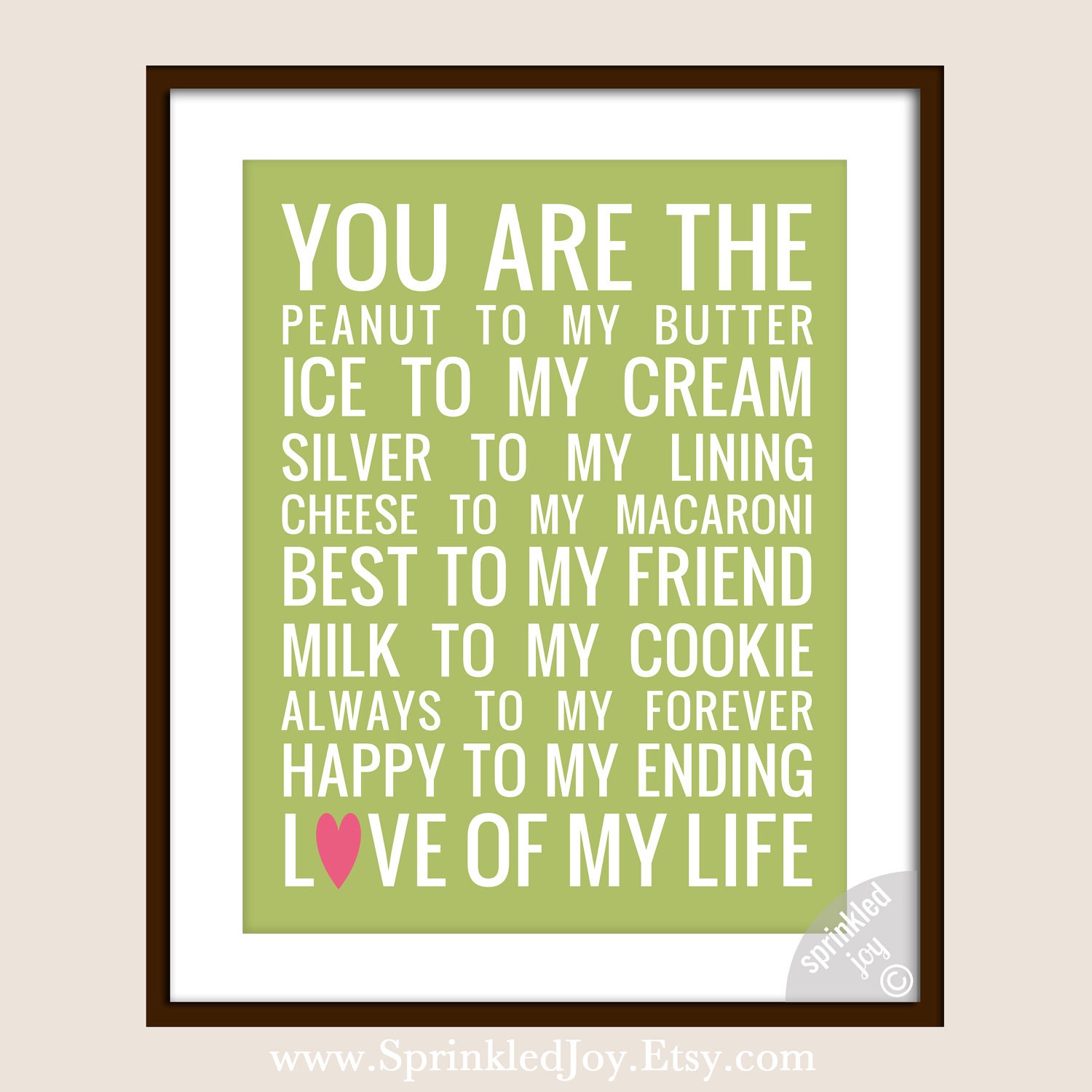 You Are The Peanut to My Butter - FULLY Customizable Colors and Text 8x10 Print - Others Sizes Available