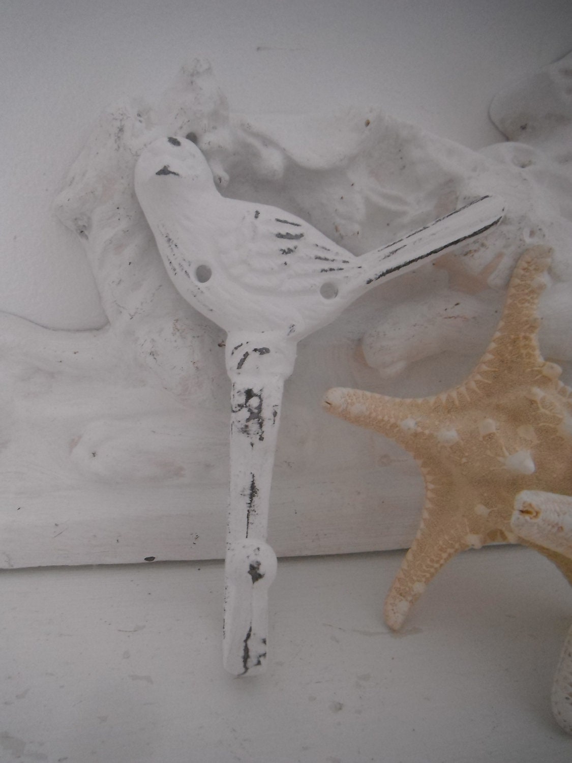 french country bird hook cast iron hook  shabby chic white wall hook coat hook paris apartment nature crisp white hook
