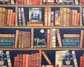 Library,book shelves printed heavy weight polyester viscose upholstery fabric-Half Yard