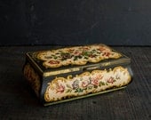 Vintage Metal Floral Box- Rustic Victorian