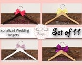 15% off Set of 11 Personalized Custom Bridal Hanger, Brides Hanger, Bride, Name Hanger, Wedding Hanger, Personalized Bridal Gift