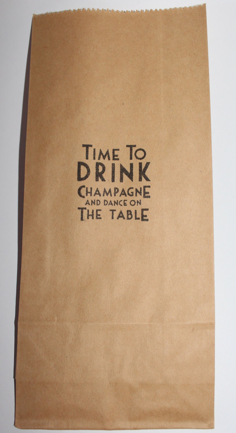 50 Hand Stamped Kraft / Brown Paper Time to... Favour Bag - Perfect for Bridal Shower / Wedding / Party / Bomboniere / Bonbonniere