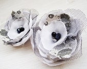 Wedding Fabric Flowers Delicate black whitehair bridal accessories white blue women fashion europeanstreetteam