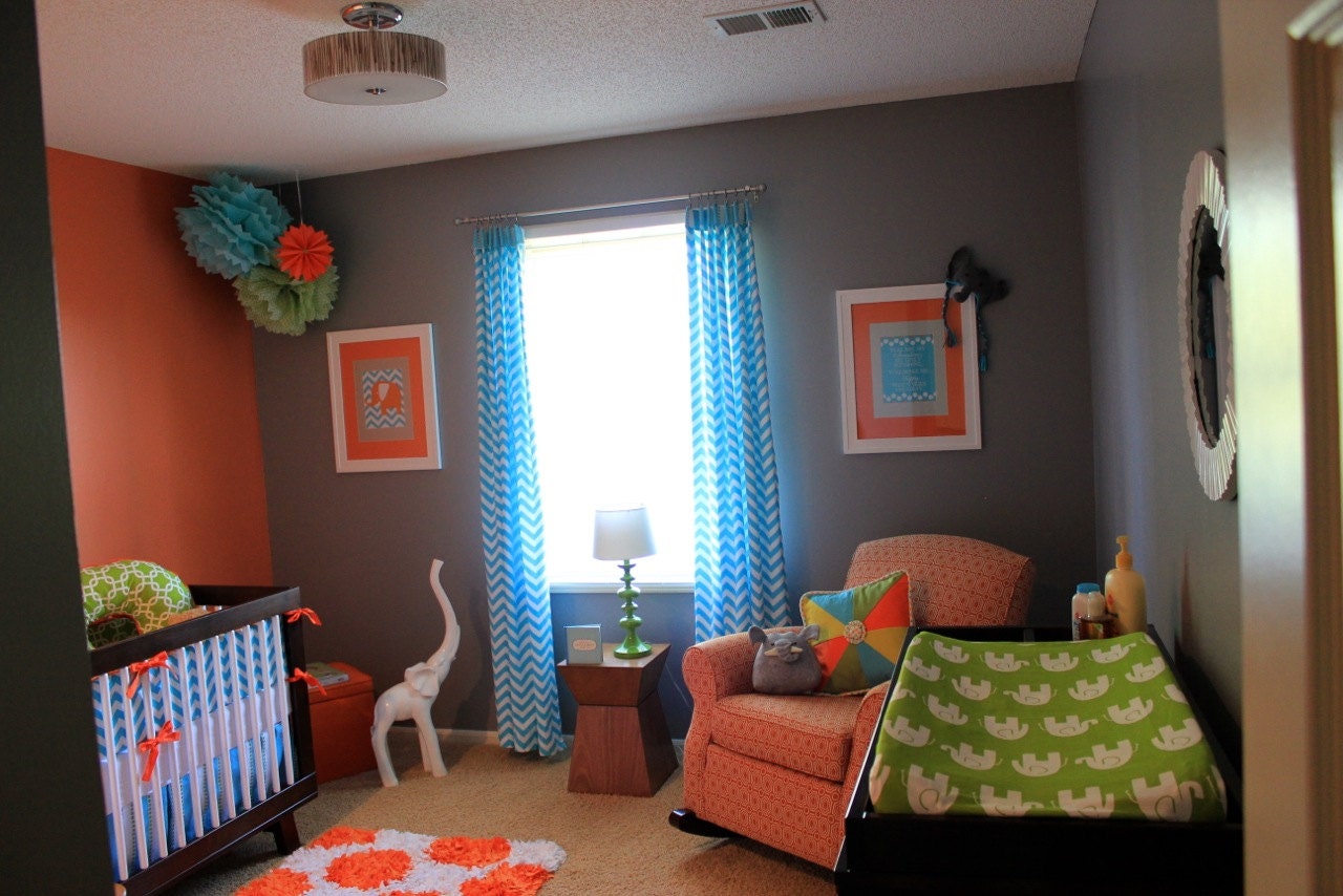 Reserved Crib Bedding  - aqua green and orange