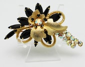 Vintage Juliana Brooch Black and Gold