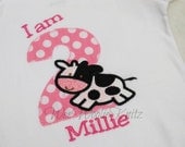Girls Cow Birthday Shirt  Boys Applique Personalized Ruffled Tee LONG or SHORT Sleeve 1st 2nd 3rd 4th Tshirt Toddler Children