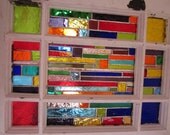 Handmade stained glass in Antique Chicago Bungalow 9 panel window suncatcher